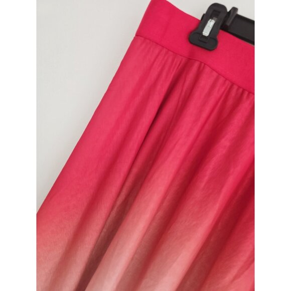 Athleta Grace Ombre Red Pull On Flow Sheer Relaxed Lightweight Athletic Skirt L - Picture 5 of 8